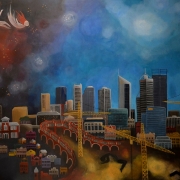 Horseshoe Bridge, Perth, Western Australia (2016) Acrylic on Canvas 120cm x 90cm
